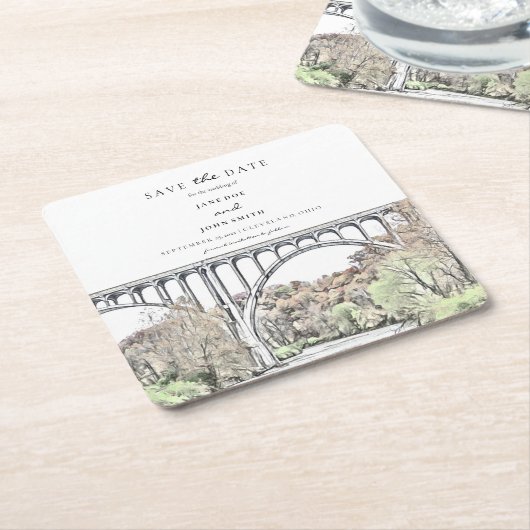 クヤホガバレー紙コースターザデイトを保存 スクエアペーパーコースター (アングル)