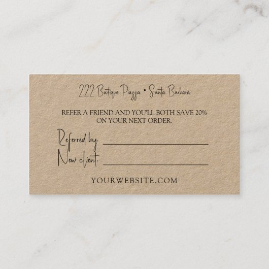 クライアントが友人クラフト紹介カードを参照 紹介カード (裏面)