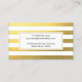 クライアントに挨拶 – スタイリッシュ金ゴールドストライプ 名刺 (裏面)
