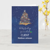 クライアントのクリスマスツリーのカスタマイズ可能な名前 カード (黄色い花)