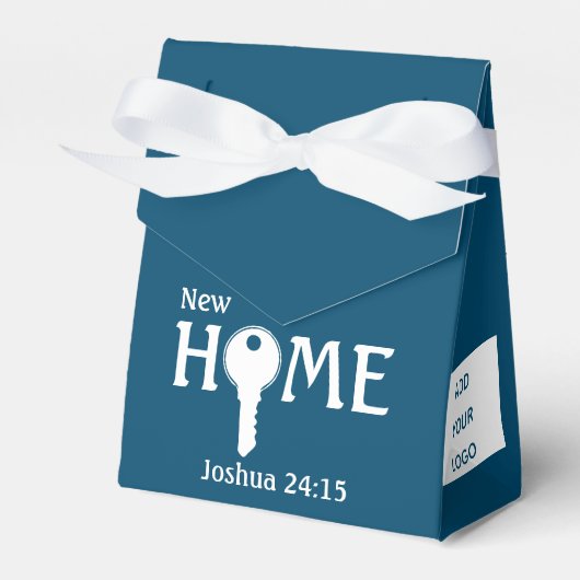 クライアントへの不動産仲介業者新しいホームティール（緑がかった色）終了ギフト フェイバーボックス (正面サイド)