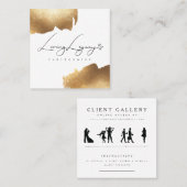 クライアントアクセスカード|金ゴールドのブラシのミニマリスト スクエア名刺 (正面/裏面)
