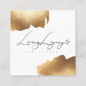 クライアントアクセスカード|金ゴールドのブラシのミニマリスト スクエア名刺 (正面)