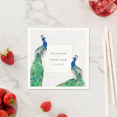 クライエレガントウ華美・ウォーター・カラー結婚・ピーコック スタンダードカクテルナプキン (インサイチュ)