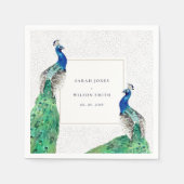 クライエレガントウ華美・ウォーター・カラー結婚・ピーコック スタンダードカクテルナプキン (正面)