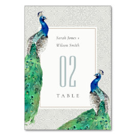 クライエレガントウ華美・ウォーター・カラー結婚・ピーコック テーブルナンバー