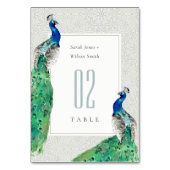 クライエレガントウ華美・ウォーター・カラー結婚・ピーコック テーブルナンバー (裏面)