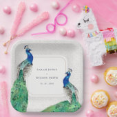 クライエレガントウ華美・ウォーター・カラー結婚・ピーコック ペーパープレート (パーティー)