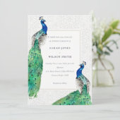 クライエレガントウ華美・ウォーター・カラー結婚・ピーコック 招待状 (スタンド正面)