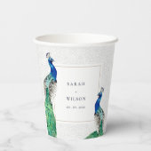 クライエレガントウ華美・ウォーター・カラー結婚・ピーコック 紙コップ (裏面)