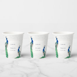 クライエレガントウ華美・ウォーター・カラー結婚・ピーコック 紙コップ