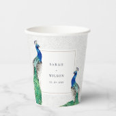 クライエレガントウ華美・ウォーター・カラー結婚・ピーコック 紙コップ (正面)