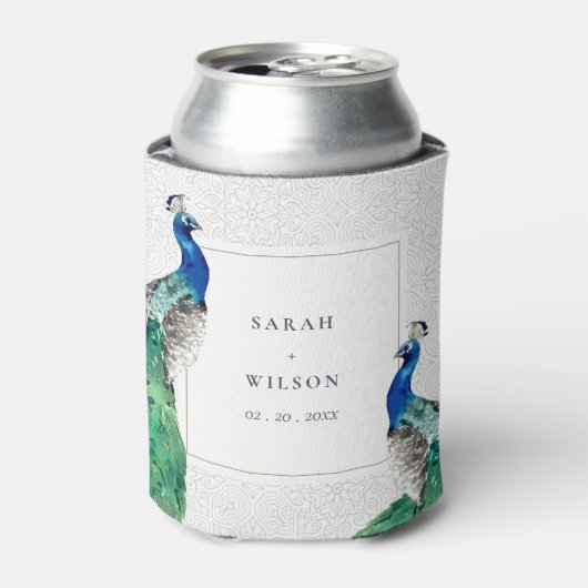 クライエレガントウ華美・ウォーター・カラー結婚・ピーコック 缶クーラー (缶正面)