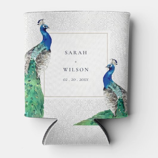 クライエレガントウ華美・ウォーター・カラー結婚・ピーコック 缶クーラー (正面)