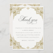 クライエレガントグラム金ゴールド華美結婚アールデコ サンキューカード (正面/裏面)