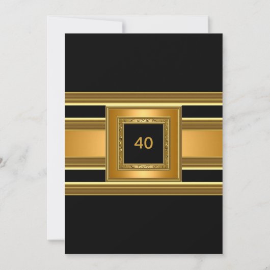 クライエレガントスバースデーパーティーエレガント金ゴールドブラック 招待状 (裏面)