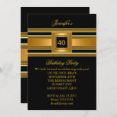 クライエレガントスバースデーパーティーエレガント金ゴールドブラック 招待状 (正面/裏面)