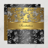 クライエレガントズ金ゴールドエンボスフローラ2 招待状 (正面/裏面)
