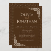 クライエレガントブロンズ華美結婚式招待状 招待状 (正面/裏面)