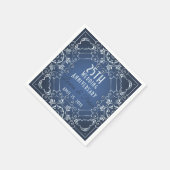 クライエレガント・ブルーとシルバーの結婚記念日 スタンダードカクテルナプキン (角)