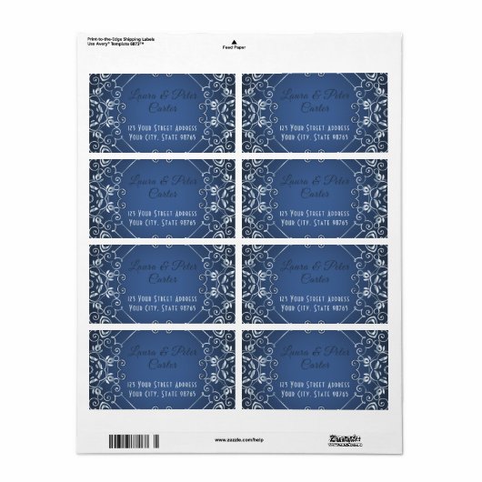 クライエレガント・ブルーとシルバーの結婚記念日 ラベル (フルシート)