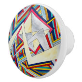 クライスクロスバウハウスモダン幾何学的パターン セラミックノブ (右)