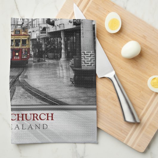 クライストチャーチニュージーランドの市街電車のふきん キッチンタオル (四つ折り)