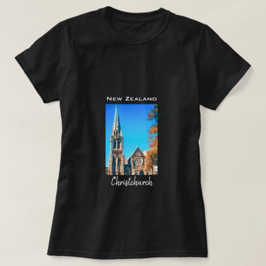 クライストチャーチ大聖堂ニュージーランド旅行 Tシャツ (デザイン正面)