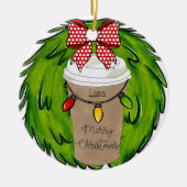 クライストナスコーヒーリース パーソナライズされた セラミックオーナメント (正面)