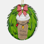 クライストナスコーヒーリース パーソナライズされた セラミックオーナメント (左)