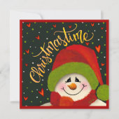 クライストマスタイム雪だるまインスピリシティホリデーカード シーズンカード (正面)