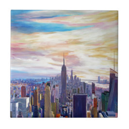 クライスラおよび帝国国家とのNYCのパノラマ タイル
