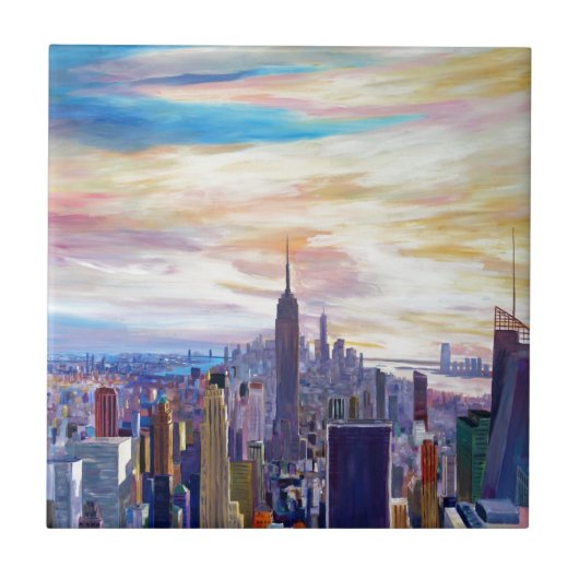 クライスラおよび帝国国家とのNYCのパノラマ タイル (正面)