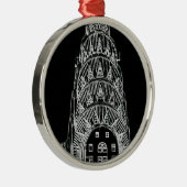 クライスラの白黒建物 メタルオーナメント (右)