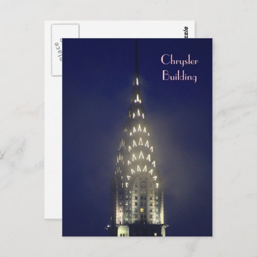 クライスラー建物が霧の中で夕暮れに点灯 ポストカード (正面/裏面)