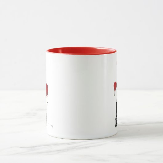 クライスラー建物と赤い熱気球 マグカップ (中央)