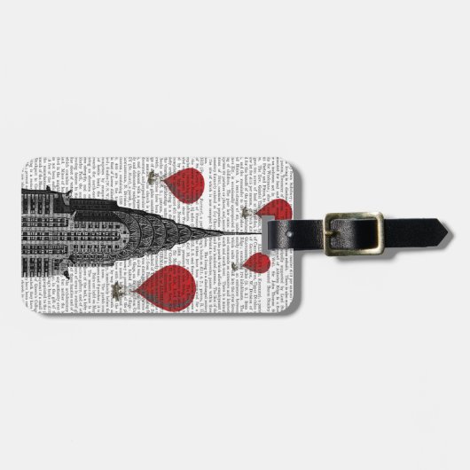 クライスラー建物と赤い熱気球 ラゲッジタグ (正面横)