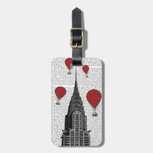 クライスラー建物と赤い熱気球 ラゲッジタグ (正面縦)