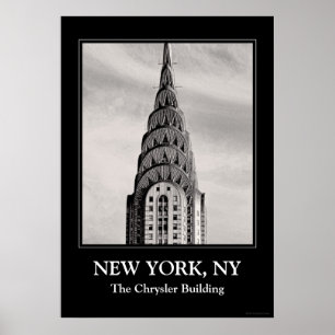 クライスラー建物のトップNYC - B&W ポスター