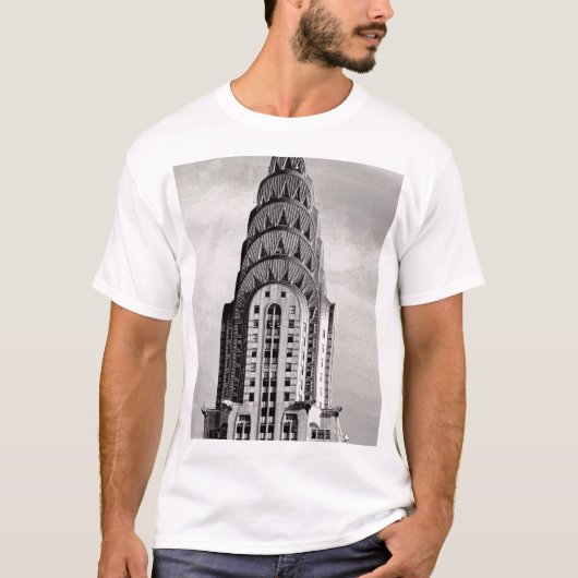 クライスラー建物のトップNYC - B&W Tシャツ (正面)