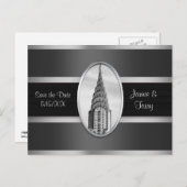 クライスラー建物日付を保存グレーシルバーBW 案内ポストカード (正面/裏面)