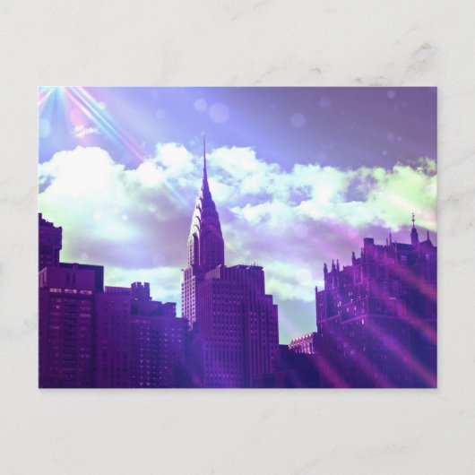 クライスラー建物 – パープル – New York Fairy Tale ポストカード (正面)