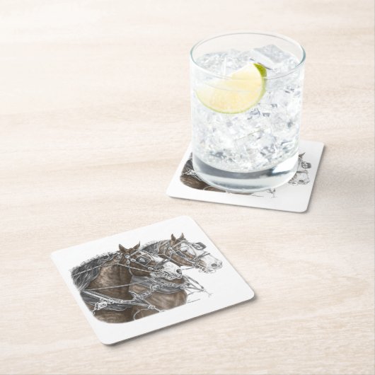 クライデール荷車を引くホースチーム スクエアペーパーコースター (インサイチュ)