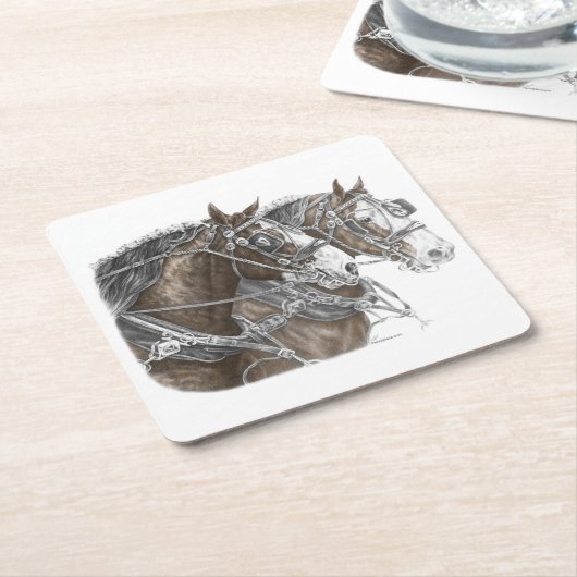 クライデール荷車を引くホースチーム スクエアペーパーコースター (アングル)
