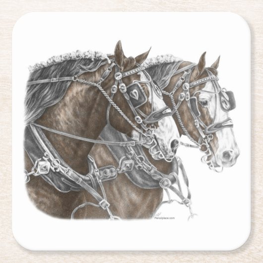 クライデール荷車を引くホースチーム スクエアペーパーコースター (正面)