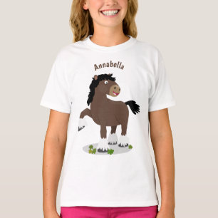 クライデール荷車を引く馬漫画イラストレーション Tシャツ