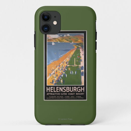クライドの海岸のビーチの鉄道ポスターに沿う群集 Case-Mate iPhoneケース (裏面)
