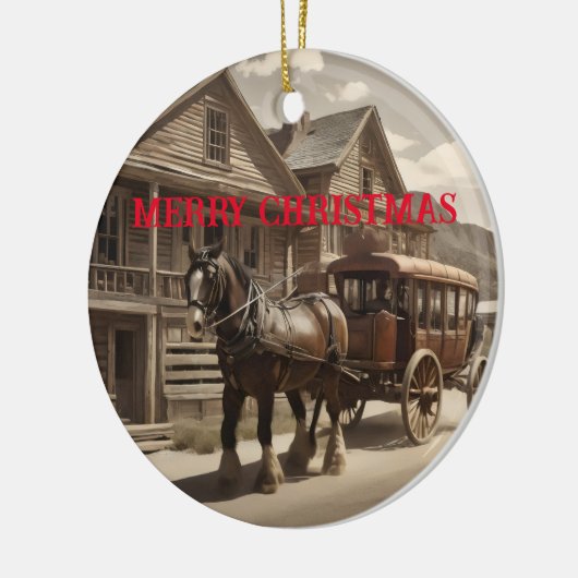クライド・デール馬の引っ張りステージコーハ セラミックオーナメント (左)