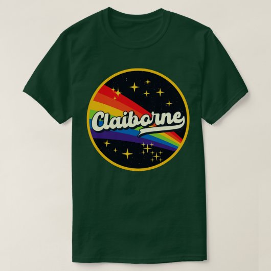 クライボーンレインボーイン宇宙ヴィンテージスタイル Tシャツ (デザイン正面)