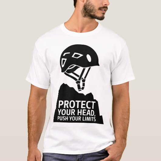 クライマー保護ヘルメットデザイン | アドベンチャースポーツ Tシャツ (正面)